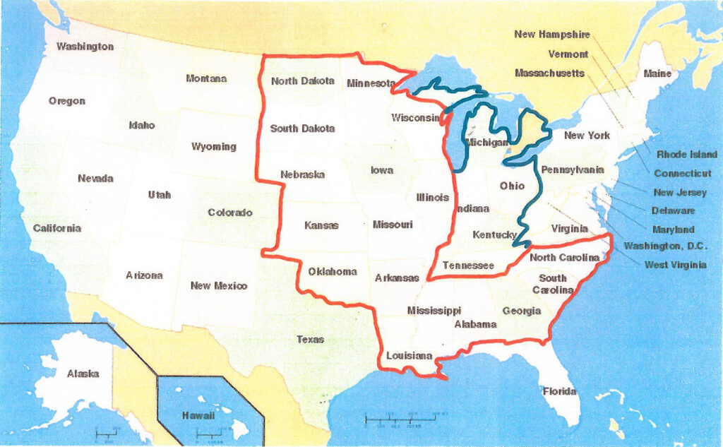 Sales Rep Territory Map for Euro-Tech Corporation